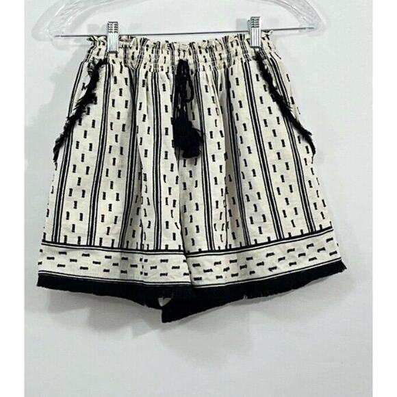 HUNTER BELL Sz XS Black Ivory Fringe Helene Clip Dot Shorts - Picture 6 of 7